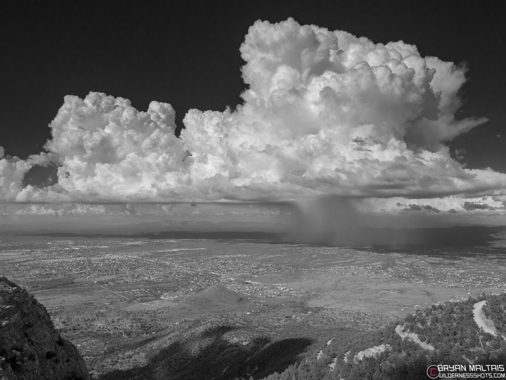 thunderstorm huachuca mountains bw